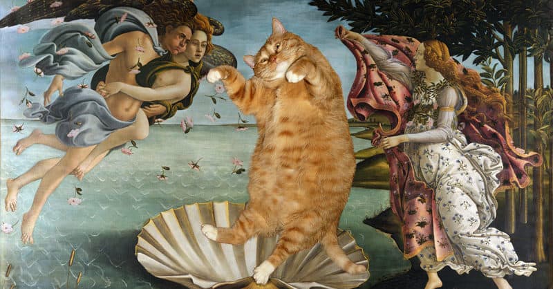 10+ Photos of Hilarious Ginger Cat Sneaking His Way Into Famous Art